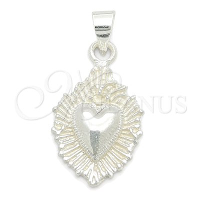 Sterling Silver Religious Pendant, Heart Design, Polished, Silver Finish, 05.392.0023 for wholesale, main product view