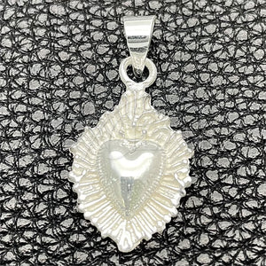 Sterling Silver Pendant — Religious Pendant Heart Design Polished 05. — main product view — SKU 149826 | Plata 925 dije — Religious Pendant corazón diseño pulido 05. — SKU 149826