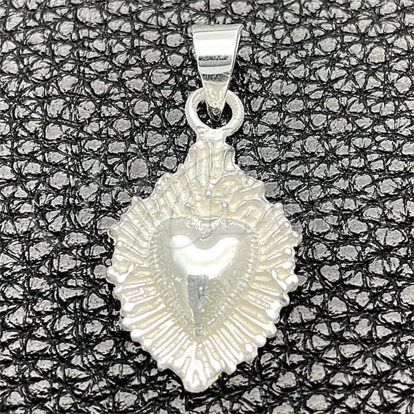 Sterling Silver Pendant — Religious Pendant Heart Design Polished 05. — main product view — SKU 149826 | Plata 925 dije — Religious Pendant corazón diseño pulido 05. — SKU 149826