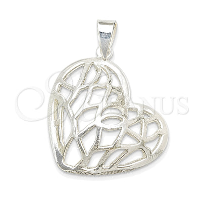 Sterling Silver Religious Pendant, Heart Design, Polished, Silver Finish, 05.392.0025 for wholesale, main product view