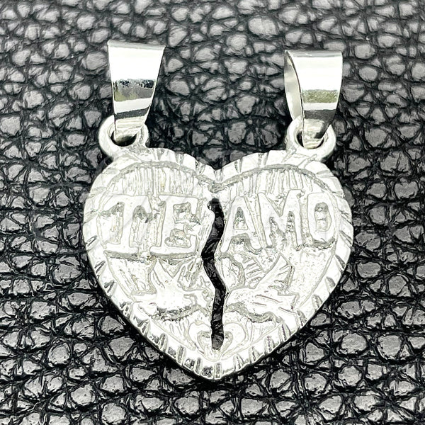 Sterling Silver Pendant — Religious Pendant Heart Design Polished 05. — main product view — SKU 149829 | Plata 925 dije — Religious Pendant corazón diseño pulido 05. — SKU 149829