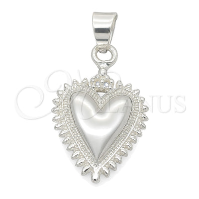 Sterling Silver Religious Pendant, Heart and key Design, Polished, Silver Finish, 05.392.0027