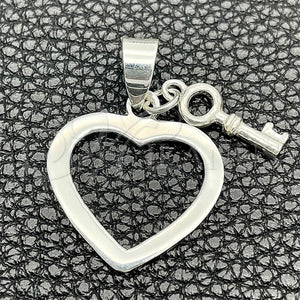 Sterling Silver Pendant — Religious Pendant Heart and key Design Polished 05. — main product view — SKU 149831 | Plata 925 dije — Religious Pendant corazón and key diseño pulido 05. — SKU 149831