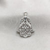 Sterling Silver Fancy Pendant, Judaica and Hand of God Design, Polished, Silver Finish, 05.392.0043