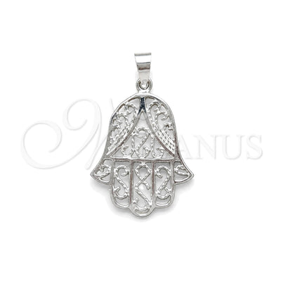 Sterling Silver Fancy Pendant, Judaica and Hand of God Design, Polished, Silver Finish, 05.392.0043 for wholesale, main product view