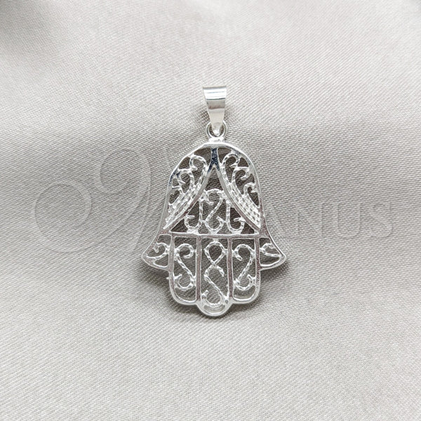 Sterling Silver Pendant — Fancy Pendant Judaica and Hand of God Design — main product view — SKU 149846 | Plata 925 dije — elegante Pendant Judaica and Hand of God diseño — SKU 149846
