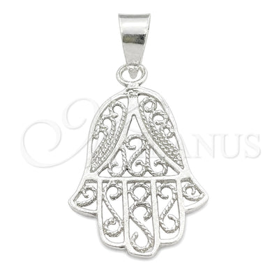 Sterling Silver Fancy Pendant, Judaica and Hand of God Design, Polished, Silver Finish, 05.392.0046 for wholesale, main product view