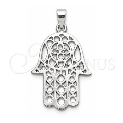 Sterling Silver Religious Pendant, Judaica and Hand of God Design, Polished, Silver Finish, 05.392.0047