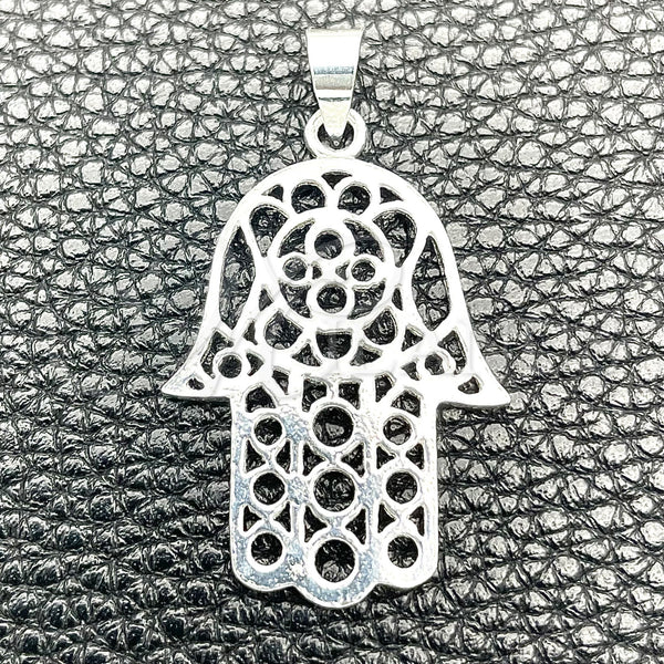 Sterling Silver Pendant — Religious Pendant Judaica and Hand of God Design — main product view — SKU 149850 | Plata 925 dije — Religious Pendant Judaica and Hand of God diseño — SKU 149850