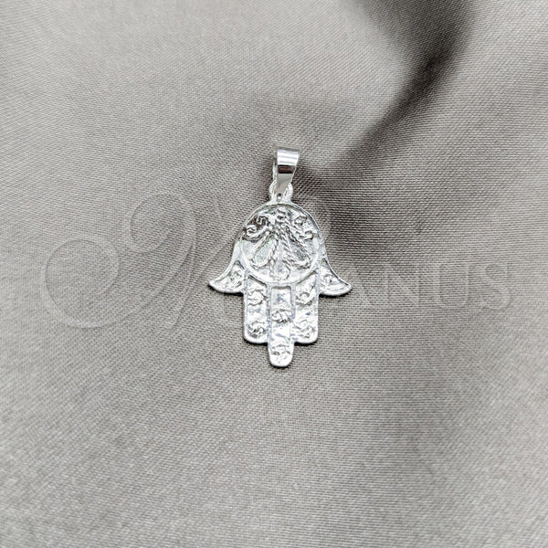 Sterling Silver Religious Pendant, Hand of God Design, Polished, Silver Finish, 05.392.0048