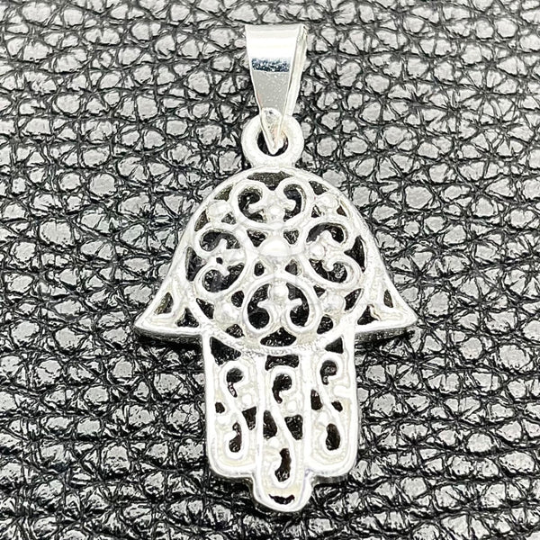 Sterling Silver Religious Pendant, Judaica and Hand of God Design, Polished, Silver Finish, 05.392.0050