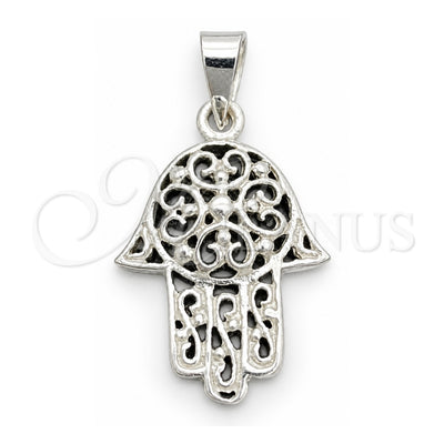 Sterling Silver Religious Pendant, Judaica and Hand of God Design, Polished, Silver Finish, 05.392.0050