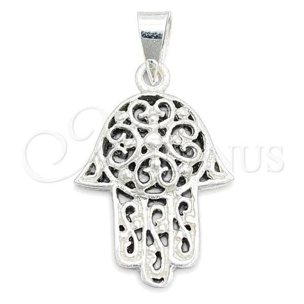 Sterling Silver Religious Pendant, Judaica and Hand of God Design, Polished, Silver Finish, 05.392.0050
