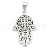 Sterling Silver Religious Pendant, Judaica and Hand of God Design, Polished, Silver Finish, 05.392.0050