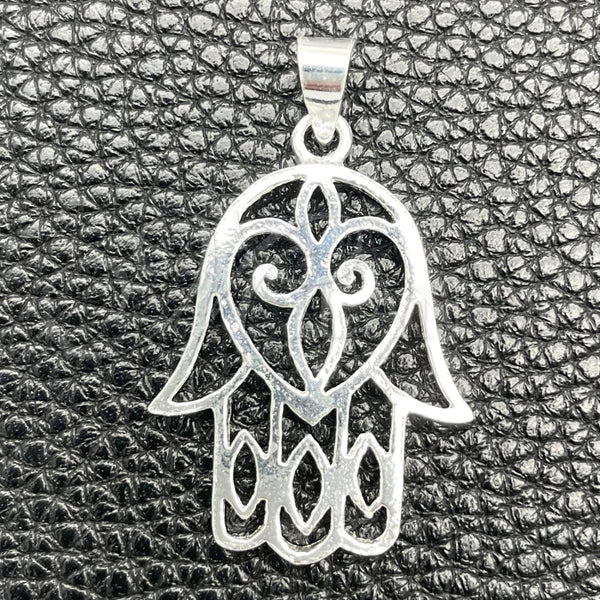 Sterling Silver Religious Pendant, Judaica and Hand of God Design, Polished, Silver Finish, 05.392.0052