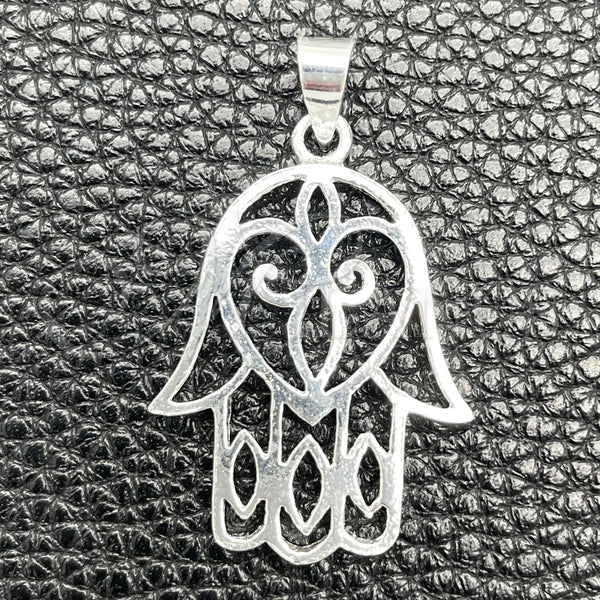 Sterling Silver Pendant — Religious Pendant Judaica and Hand of God Design — main product view — SKU 149855 | Plata 925 dije — Religious Pendant Judaica and Hand of God diseño — SKU 149855