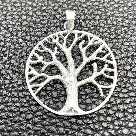 Sterling Silver Fancy Pendant, Tree Design, Polished, Silver Finish, 05.392.0057