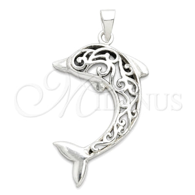 Sterling Silver Fancy Pendant, Dolphin Design, Polished, Silver Finish, 05.392.0061 for wholesale, main product view