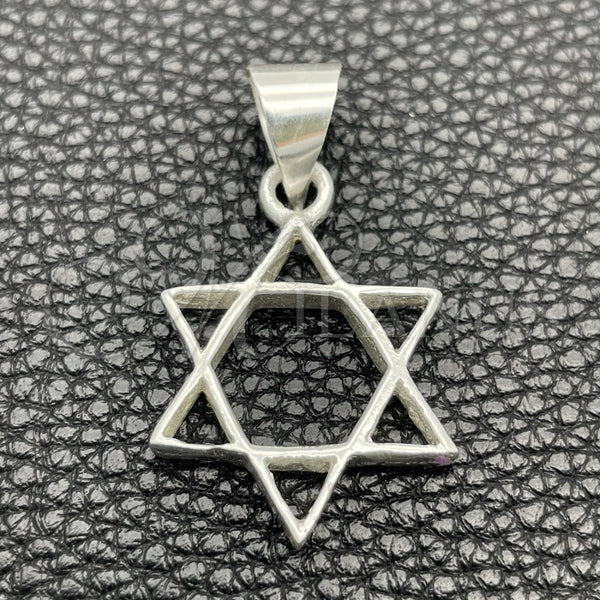 Sterling Silver Fancy Pendant, Judaica and Star of David Design, Polished, Silver Finish, 05.392.0062