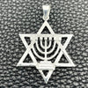 Sterling Silver Fancy Pendant, Judaica and Star of David Design, Polished, Silver Finish, 05.392.0081