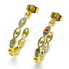 Oro Laminado Medium Hoop, Gold Filled Style Evil Eye Design, with White Micro Pave, Polished, Golden Finish, 02.210.0780.30