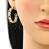 Oro Laminado Medium Hoop, Gold Filled Style Heart Design, with White Micro Pave, Polished, Golden Finish, 02.210.0781.30