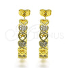 Oro Laminado Medium Hoop, Gold Filled Style Heart Design, with White Micro Pave, Polished, Golden Finish, 02.210.0781.30