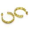 Oro Laminado Medium Hoop, Gold Filled Style Heart Design, with White Micro Pave, Polished, Golden Finish, 02.210.0781.30