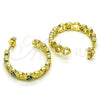 Oro Laminado Medium Hoop, Gold Filled Style Heart Design, with Multicolor Micro Pave, Polished, Golden Finish, 02.210.0781.1.30