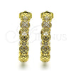 Oro Laminado Medium Hoop, Gold Filled Style Pineapple Design, with White Micro Pave, Polished, Golden Finish, 02.210.0782.30