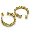 Oro Laminado Medium Hoop, Gold Filled Style Pineapple Design, with White Micro Pave, Polished, Golden Finish, 02.210.0782.30
