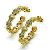 Oro Laminado Medium Hoop, Gold Filled Style Pineapple Design, with White Micro Pave, Polished, Golden Finish, 02.210.0782.30