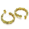 Oro Laminado Medium Hoop, Gold Filled Style Pineapple Design, with Multicolor Micro Pave, Polished, Golden Finish, 02.210.0782.1.30