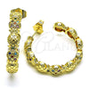 Oro Laminado Medium Hoop, Gold Filled Style Pineapple Design, with Multicolor Micro Pave, Polished, Golden Finish, 02.210.0782.1.30