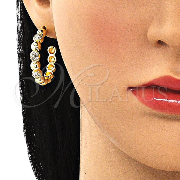 Gold Filled Hoop Earrings — Medium Hoop with White Micro Pave Polished 02. — alternate product view — SKU 149877 | Oro Laminado aretes de aro — Medium Hoop with blanco Micro Pave pulido 02. — SKU 149877