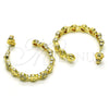 Oro Laminado Medium Hoop, Gold Filled Style Lock and Heart Design, with White Micro Pave, Polished, Golden Finish, 02.210.0784.30