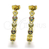 Oro Laminado Medium Hoop, Gold Filled Style Lock and Heart Design, with Multicolor Micro Pave, Polished, Golden Finish, 02.210.0784.1.30