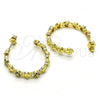 Oro Laminado Medium Hoop, Gold Filled Style Lock and Heart Design, with Multicolor Micro Pave, Polished, Golden Finish, 02.210.0784.1.30