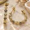 Oro Laminado Medium Hoop, Gold Filled Style Lock and Heart Design, with Multicolor Micro Pave, Polished, Golden Finish, 02.210.0784.1.30