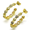 Oro Laminado Medium Hoop, Gold Filled Style Lock and Heart Design, with Multicolor Micro Pave, Polished, Golden Finish, 02.210.0784.1.30