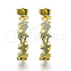 Oro Laminado Medium Hoop, Gold Filled Style Dolphin Design, with White Micro Pave, Polished, Golden Finish, 02.210.0785.30