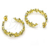 Oro Laminado Medium Hoop, Gold Filled Style Dolphin Design, with White Micro Pave, Polished, Golden Finish, 02.210.0785.30