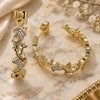Oro Laminado Medium Hoop, Gold Filled Style Dolphin Design, with White Micro Pave, Polished, Golden Finish, 02.210.0785.30