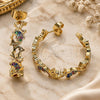 Oro Laminado Medium Hoop, Gold Filled Style Dolphin Design, with Multicolor Micro Pave, Polished, Golden Finish, 02.210.0785.1.30