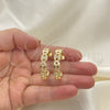 Oro Laminado Medium Hoop, Gold Filled Style Puff Mariner Design, with White Micro Pave, Polished, Golden Finish, 02.210.0786.30