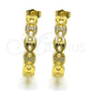 Oro Laminado Medium Hoop, Gold Filled Style Puff Mariner Design, with White Micro Pave, Polished, Golden Finish, 02.210.0786.30