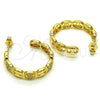 Oro Laminado Medium Hoop, Gold Filled Style Puff Mariner Design, with White Micro Pave, Polished, Golden Finish, 02.210.0786.30