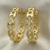 Oro Laminado Medium Hoop, Gold Filled Style Puff Mariner Design, with White Micro Pave, Polished, Golden Finish, 02.210.0786.30