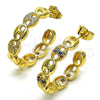 Oro Laminado Medium Hoop, Gold Filled Style Puff Mariner Design, with White Micro Pave, Polished, Golden Finish, 02.210.0786.30