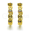 Oro Laminado Medium Hoop, Gold Filled Style Puff Mariner Design, with Multicolor Micro Pave, Polished, Golden Finish, 02.210.0786.1.30